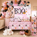 A Little Boo Is Almost Due Baby Shower Decorations - Pink Halloween Baby Shower Decorations for Girl Includes Plates,Napkins,Banner,Balloon Arch for Halloween Birthday Party - Image 2