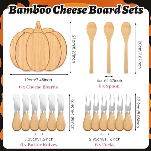 50 Pcs Fall Baby Shower Prizes for Game Winners 6 Sets Pumpkin Bamboo Cheese Board Spoon Fork Butter Spreaders Towel Thank You Card and Gift Bags for Thanksgiving Baby Shower Favors - Image 2