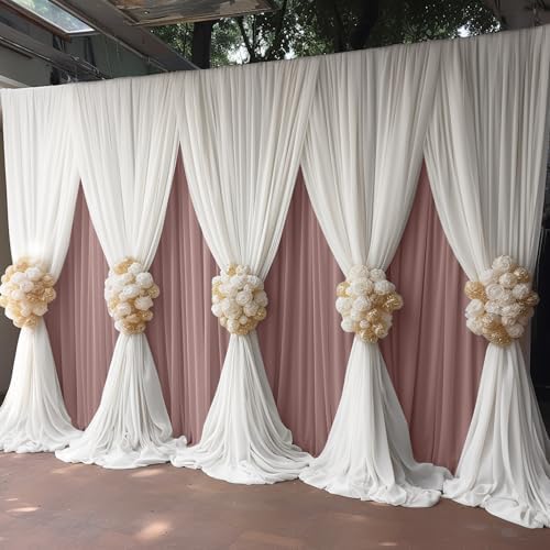 10ft x 10ft Ivory Backdrop Curtains for Parties Weddings, Wrinkle Free Silky Polyester Fabric Photo Backdrop Drapes, 2 Panels 5X 10 ft Cream Backfrounds Cloth for Birthday Baby Shower Photography - Image 6