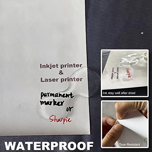 Mr-Label White Matte Printable Vinyl Sticker Paper - Waterproof Full Letter Sheet Label – for Inkjet/Laser Printer - for Home Business|DIY Stickers(100 sheets/100 Labels) - Image 4