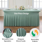 2 Pack Sage Green Spandex Table Clothes for 8 Foot Rectangle Tables, Wrinkle Free Fitted Table Cover 8ft Stretch Tablecloths Desk Skirt for Parties Weddings Birthday Banquet Baby Shower - Image 3