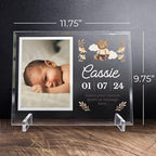 11.75"x9.75" Custom Glass Picture Frame for 5x7 Photo, Personalized Baby Picture Frames, Nursery Decor for Gender Reveal and Baby Announcement Ideas, Adoption Gifts for New Parents (Design 3) - Image 5