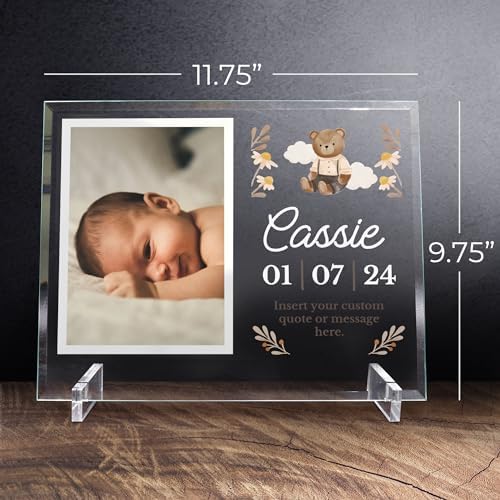 11.75"x9.75" Custom Glass Picture Frame for 5x7 Photo, Personalized Baby Picture Frames, Nursery Decor for Gender Reveal and Baby Announcement Ideas, Adoption Gifts for New Parents (Design 3) - Image 5