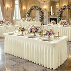 4Pack Beige Spandex Tablecloth for 8FT Rectangle Table,Table Skirt - Image 7