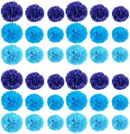 FOMIYES 1 Set Paper Flowers Party Decorations - 8/10/12" Blue Tissue Pom Poms for Weddings, Birthdays, Baby Showers, Tea Party, Summer, and Festive Ceiling Hanging Decor by FOMIYES