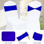 Spandex Royal Blue Chair Sashes Bows 60 Pcs Blue Chair Sashes Elastic Chair Cover Bands Ties Without Buckle for Wedding Birthday Party Ceremoney Events Decoration - Image 3