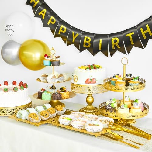 11 Pcs Gold Dessert Table Display Set, Metal Cake Stand Platters - Image 4