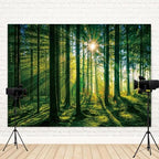 10x7ft Spring Backdrop Green Forest Scenery Photography Background Sunshine Trees Woodland Nature Landscape Wedding Banner Decorations Kids Birthday Baby Shower Portrait Photo Booth Prop - Image 4