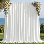 Joydeco 10x10ft White Backdrop Curtain for Parties, Wrinkle Free White Curtains Photo Backdrop for Wedding Decor, Birthday Party Graduation Baby Shower Photography(5ft x 10ft, 2 Panels) by JOYDECO