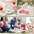 LemonRoad 175 Pcs Little Love Ladybird Party Supplies, Garden Floral Disposable Tableware Set for 25 Guests, 9" Plates, 7" Dessert Plates, Cups, Napkins and Red Cutlery for Baby Shower Birthday - Image 6