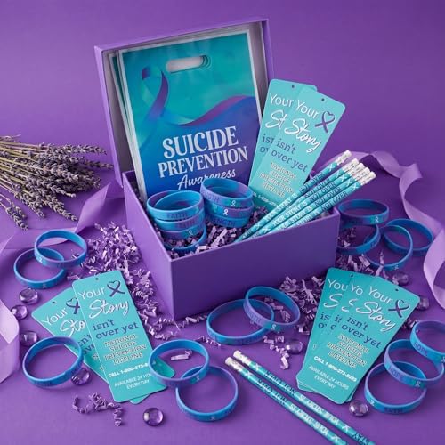 Resurhang 200 Pcs Suicide Prevention Awareness Item Bulk, Teal Purple Gifts - Image 3