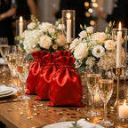 50 Pack 6" x 9" Red Satin Gift Bags with Drawstring, Jewelry Pouches, Wedding Favor Bags for Baby Shower Birthday Party Small Business - Image 3