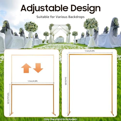 6.6ftx4.9ft Backdrop Stand, Portable Pipe and Drape Backdrop Stand for Parties Silver Wedding Garden Balloon Arch Frame for Wedding Birthday Parties Banquets Background Decor (6.6x 4.9ft) - Image 3