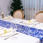 2 Pcs Royal Blue Table Runner, Glitter Metallic Foil Mesh Roll 100 Feet - Image 4