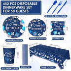 Funnymoom 452 Pcs Blue Silver Retirement Party Supplies Decorations for 50 - Image 3
