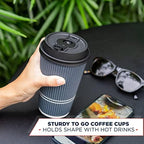 Disposable Coffee Cups With Lids - 12 oz To Go Coffee Cup With Lid (80 Set). Durable Togo Travel Paper Hot Cups Insulated For Hot and Cold Beverage Drinks, No Sleeves Needed (Dusk Grey) - Image 6