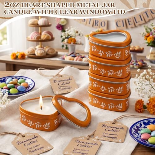 16 Pcs Cielito Lindo Party Candles Mexican Scented Candle in Tin Box Heart Shaped De Barro Floral Candle Box Cielito Lindo Party Favor Gift for Shower Making DIY Craft, Lavender Scented(Classic) - Image 3