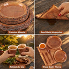 durony 350 Pieces Wood Grain Slice Party Tableware Set - Image 3