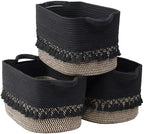 2 Pack Storage Basket for Shelves, Boho Cotton Rope Storage Bins with Heavy Tassel, Shelf Baskets Large Woven Baskets for Organizing, Cube Organizer Bins, Baby Laundry Basket for Clothes, Toys, Pets by Degeyoyo