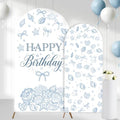 Serencatcher 7.2ft 6ft Blue Bow Seashell Birthday Arch Backdrop Covers 2pcs by Serencatcher