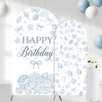 Serencatcher 7.2ft 6ft Blue Bow Seashell Birthday Arch Backdrop Covers 2pcs by Serencatcher