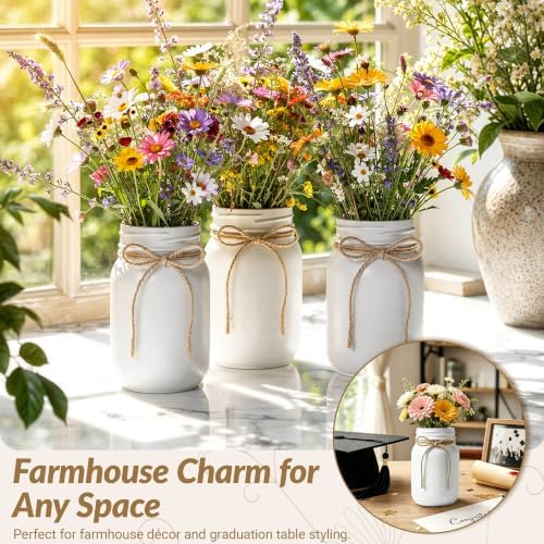 12 PCS 16oz Glass Mason Jars Flower Vases for Centerpieces, White - Image 7