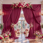 10x12ft Burgundy Backdrop Curtains for Parties Wrinkle Free Fabric Backdrop Curtain Birthday Photo Drapes Backdrop for Wedding Baby Shower Bridal Shower Photography Back Drop 2 Panels 5x12FT - Image 4