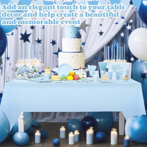 Funnymoom 452 Pcs Light Blue Party Supplies for 50 Guests, Baby Blue Scalloped Paper Plates Napkins Cups Plastic Tablecloth Cutlery Straws for Baby Bridal Shower, Birthday Wedding Party Decoration - Image 4
