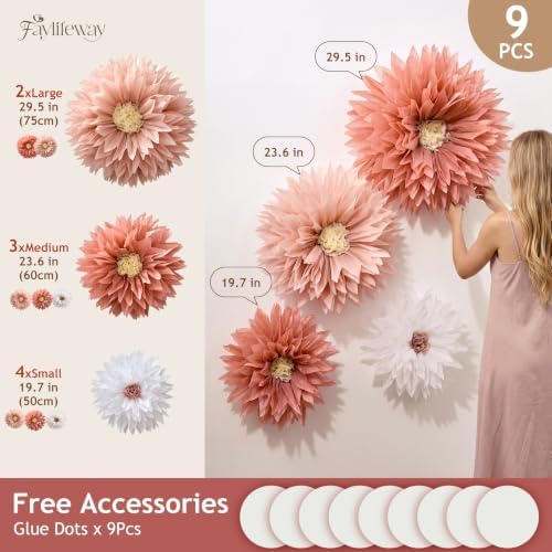 Giant Paper Flowers Decorations for wall Party(Dusty Pink) - Image 6