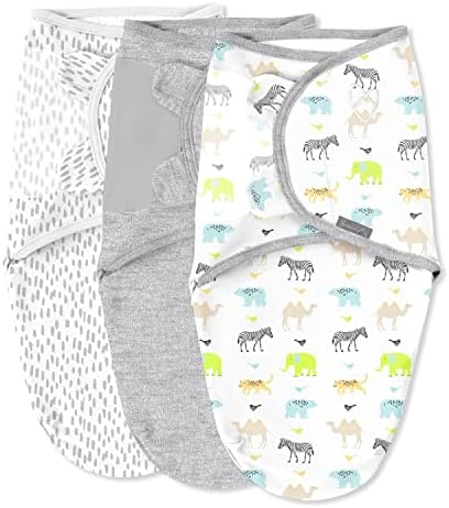 SwaddleMe by Ingenuity Original Swaddle - Size Small/Medium, 0-3 Months, 3-Pack (Lil Wild One) by SwaddleMe%C2%AE