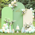 Boho Arch Backdrop Cover 6FT 5FT 4FT Stretchy Wedding Arch Covers Set of 3 Spandex Fitted Sage Green Light Green Cream Fabric Backdrop Cover for Party Baby Shower Birthday Decoration - Image 3