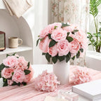 Suncalla 60 Pcs Assorted Silk Artificial Flowers, Faux Fake Full Hydrangea Peony Rose Bouquet with Leaf Stem for Wedding Centerpiece Bridal DIY Craft Baby Shower Party Decor(Pink) - Image 3