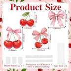 4 Pcs Cherry on Top Baby Shower Decorations, Large Pink Bow Cardboard Cutouts, Sweet Cherry Birthday Decorations Standups for Photo Booth Props & Birthday Party Decor - Image 3