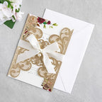 20Pcs Personalized Wedding Invitation, Customized Gold Glitter Laser Cut Invitation Cards With Envelopes Rhinestone Pearls and Ribbons For Wedding XV Anos Quinceanera Invitation - Image 5