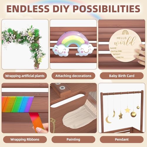 BAMBOOHOMIE Baby Shower Crate Closet, Baby Baskets with Hangers Handle, Baby Crate Box for Baby Shower, Welcome Gift Basket for Newborn Baby, Pregnancy Gift for New Parents (Brown, Large Size) - Image 7