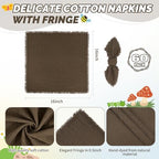 Showgeous 60 Pack Brown Cloth Napkins with Fringe, 16x16 inch 100% Cotton - Image 2