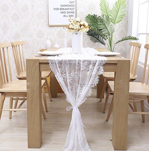 6 Pcs White Lace Table Runner 30 x 120 Inch Rustic Vintage Embroidered Sash - Image 6