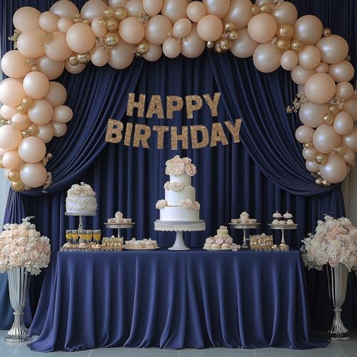 20x10FT Navy Blue Backdrop Curtains for Wedding Parties, Wrinkle Free Photo Backdrop Curtains for Wedding Birthday Party Baby Shower, Fabric Drape with Rod Pockets 5ft x 10ft, 4 Panels - Image 5