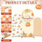 3 Pcs Fall Themed Arch Backdrop Covers Orange A Little Pumpkin Party Decor - Image 4
