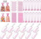84 Pcs Pink Party Kit, 60 Treat Bags w/Ties,12 Mini Candy Scoops & 12 Tongs by Unknown