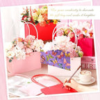 Geyoga 12 Pcs Flower Bags Boxes for Arrangements Kraft Paper Floral Wrapping with Handle Waterproof for Graduation Mother's Day Anniversary Fresh Flowers Bouquets Gift Bags(4 Colors) - Image 2
