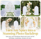 Metal Arch Backdrop Stand and Cover Set – 3 Gold Frames (7.2ft, 6ft x2) with White Wrinkle-Free Spandex Covers, Water Weights, Bags & Case – Wedding, Birthday, Baby Shower, Party Decor - Image 3