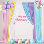 Unicorn Backdrop Curtain 15ftx10ft - Pastel Wrinkle Free Satin Drapes - Image 4