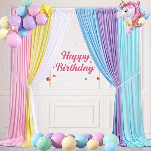 Unicorn Backdrop Curtain 15ftx10ft - Pastel Wrinkle Free Satin Drapes - Image 4