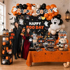 254Pcs Halloween Birthday Party Decorations, Happy Boo Day Decorations Kit with Happy Booday Banner Balloon Plates Napkins Cake Toppers and Stickers for Birthday Ghost Party - Image 6