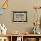 Vintage Gold Framed Love Quote Wall Art You'll Never Know Dear How Much I Love You Wall Decor Picture Inspirational Blue Striped Sign Poster Canvas Painting Print for Nursery Bedroom 24x16 inch - Image 6