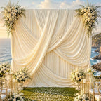 30ft x 10ft Beige Backdrop Curtains for Parties, 6 Panels 5ft x 10ft Wrinkle-Free Polyester Photo Backdrop Drapes for Wedding Birthday Baby Shower Graduation Photography Background by Gewonelife