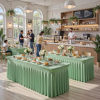 2 Packs Sage Green Spandex Table Cloths 6 Foot, Fitted Stretch Table Cover with Skirts 30x72 Inch, Wrinkle-Free Floor Length Tablecloths Rectangular for Weddings Parties Banquets Events Decorations - Image 4