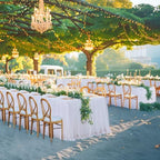 White Table Cloths 8 Foot Rectangle Stretch Ruffle Tulle Tablecloth Spandex Fitted Table Cover for 8 Foot Tables White Tulle Table Skirts Rectangle Tables 8ft Elastic Party Wedding Table Cloths 6Pack - Image 3