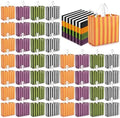 Crtiin 100 Pcs Plastic Striped Gift Bags with Handles, Dark Color by Crtiin